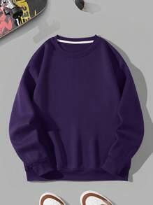 Men Solid Thermal Lined Sweatshirt - Purple - View 1