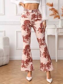 SHEIN Privé Jeans mit ausgestelltem Bein und Engelsmuster - Verschiedenfarbig - Übersicht 2