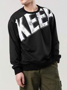 Manfinity Hypemode Men Letter Graphic Sweatshirt - Black - View 6