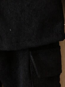 Baby Boy Flap Pocket Shirt & Pants Without Tee - Black - View 6