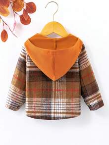 男嬰1入組格紋補丁貼口袋連帽外套 - 彩色 - 查看 2