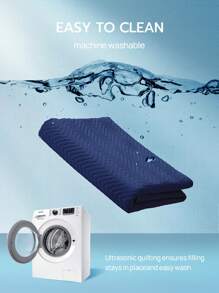 3 件套超柔软超细纤维超声波缝制四季被套，经典优雅风格舒适床罩，轻盈云朵般的感觉床上用品床罩，被子*1 枕套*2 - 藏蓝色 - 查看 9