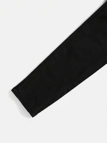 SHEIN Jeans de mezclilla con bolsillos con botones para niño preadolescente, uso versátil y casual para primavera y otoño