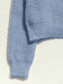 SHEIN Leap Crew Tween Girl Turtleneck Drop Shoulder Sweater