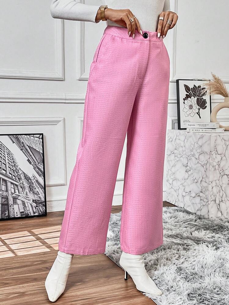 Zipper Fly Wide Leg Pants Fall Cloth For Women