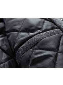 Chaqueta universitaria con parche de letras y ribete a rayas para hombre, otoño - Gris - Ver 13