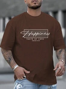 Manfinity Homme Men Letter Graphic Tee - Coffee Brown - View 1