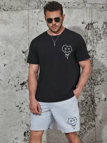 Manfinity Homme Men Plus Cartoon Graphic Tee & Shorts - Multicolor - View 5