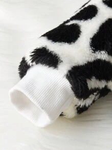 男嬰豹紋圖案連帽絨毛連身褲 - 黑與白 - 查看 5