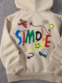 女孩字母图案卫衣 - 卡其色 - 查看 3