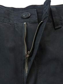 yuehaibao 男士拉链口袋休闲短裤，夏季透气，无腰带