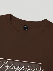 Manfinity Homme Men Letter Graphic Tee - Coffee Brown - View 4