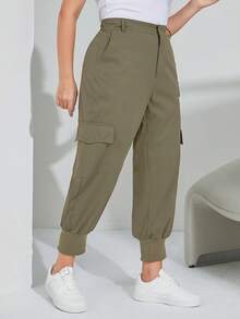 Mulvari Plus Flap Pocket Side Cargo Pants - Khaki - View 3