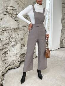 SHEIN Essnce In kẻ sọc Túi nghiêng Tổng thể Jumpsuit Không có áo len - Nhiều màu - Xem 5