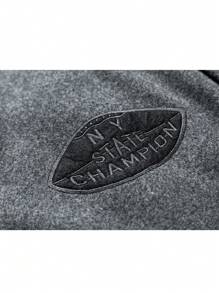 Chaqueta universitaria con parche de letras y ribete a rayas para hombre, otoño - Gris - Ver 10