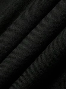 Manfinity Homme Men Slogan & Skeleton Print Kangaroo Pocket Drawstring Hoodie - Black - View 5