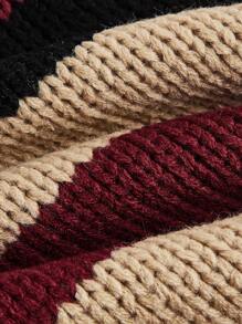 SHEIN ICON 秋冬条纹短款毛衣 - 紅色 - 查看 3