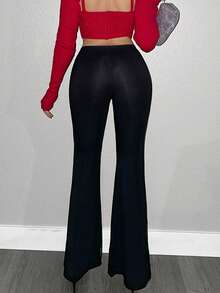 Sweetina 高腰喇叭褲 - 黑色 - 查看 7