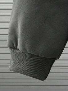 Manfinity Homme Men Drop Shoulder Thermal Sweatshirt & Sweatpants - Dark Grey - View 7