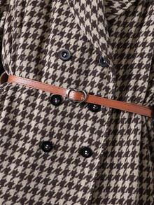 SHEIN Tween Girl 1pc Houndstooth Print Double Breasted Coat - Multicolor - View 4