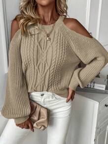 SHEIN LUNE Jersey de hombros descubiertos tejido de cable