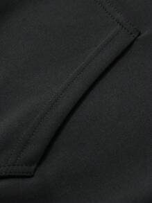 Manfinity EMRG 宽松男士字母图案拉链开合连帽夹克带抽绳，外出时尚长袖轻便夹克，适合朋友、丈夫、男朋友的礼物 - 黑色 - 查看 4