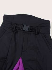 SHEINNeu 雙色金屬扣環腰帶長褲 - 紫色 - 查看 5