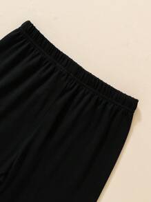 SHEIN Vintaside Kids Tween Girl Solid Tee & Leggings & Tee - Pink - View 4