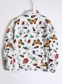 Manfinity LEGND 男士蝴蝶圖案牛仔夾克不帶T恤 - 彩色 - 查看 2