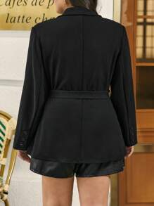 SHEIN Frenchy Plus Blazer Col À Revers Ceinturé