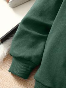 SHEIN 男孩純色長袖休閒衛衣,印有文字圖案