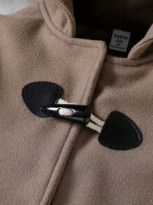 SHEIN 年轻女孩保暖衬里粗呢连帽粗呢大衣 - 粉色 - 查看 4