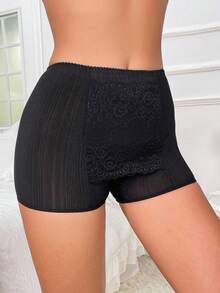 男孩素色蕾絲邊短褲 - 黑色 - 查看 5