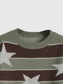 ROMWE Hippie Hình sao Thả vai Áo len - Nhiều màu - Xem 3