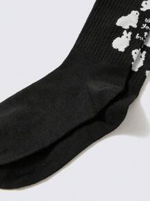 SHEIN 1 para Królik Wzorzyste Czarny Skarpety - Czarne i Białe - Zobacz 4