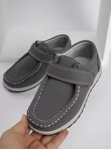 1 Pair Comfortable Non-Slip Fashionable, Versatile, Lightweight, Casual, Minimalist Children Daily Flat Shoes, Suitable For All Seasons - Grey - View 1