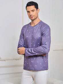 Nam In Đồ họa Áo lót giữ nhiệt hàng đầu - Màu xanh lam - Xem 3