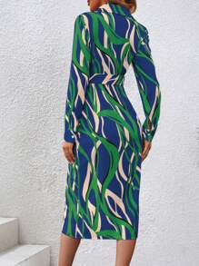 SHEIN Clasi 滿版印花繫腰帶洋裝 - 彩色 - 查看 2