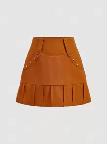 SHEIN MOD Solid Pleated Skirt