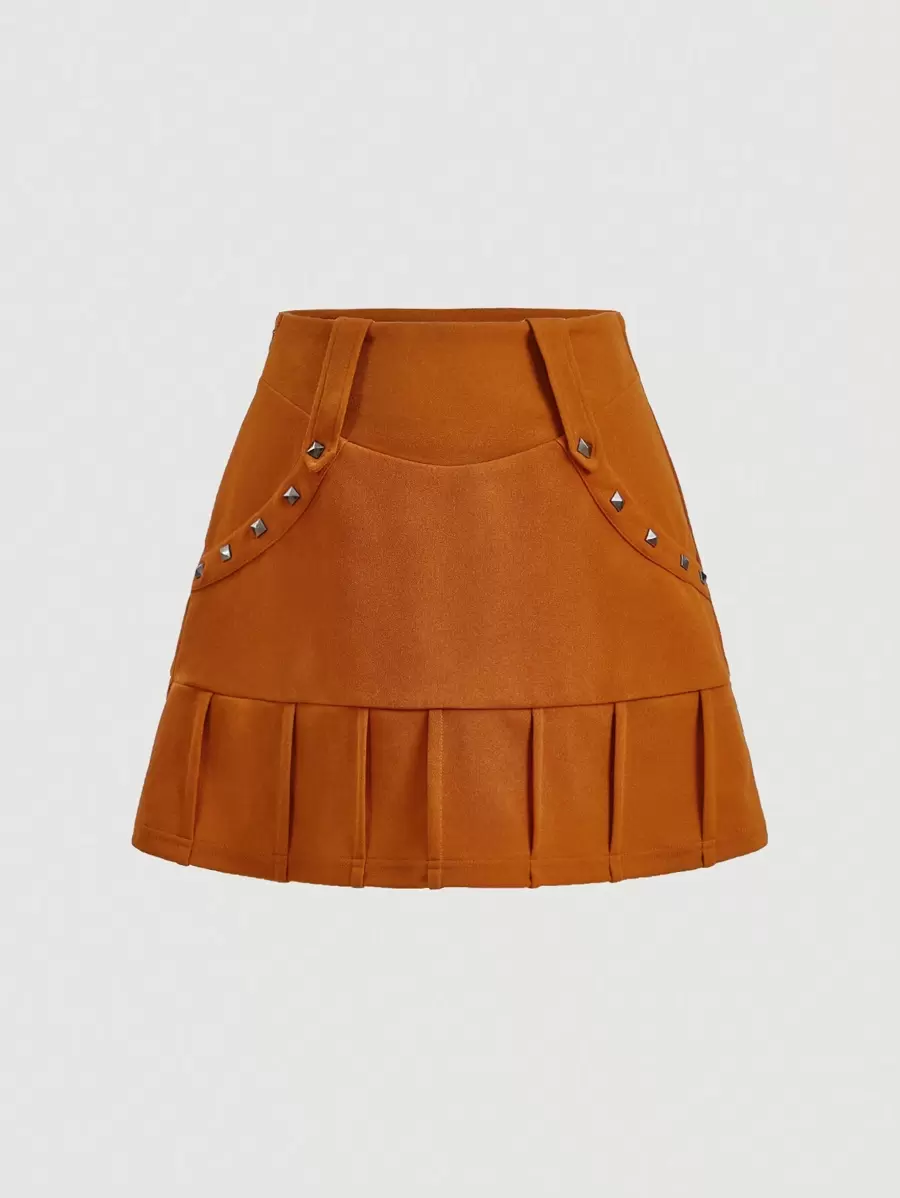 SHEIN MOD Solid Pleated Skirt