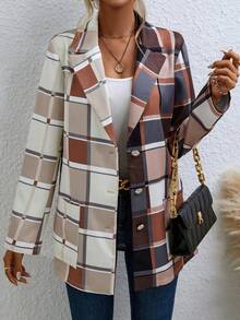 SHEIN LUNE In kẻ sọc Thắt lưng Áo vest - Nhiều màu - Xem 4