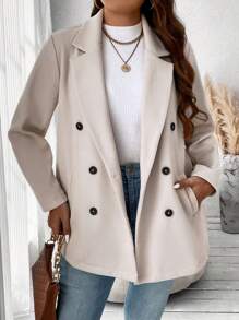 Vionelle Plus Size Coat With Double-Breasted Closure And Suit Collar, For Winter