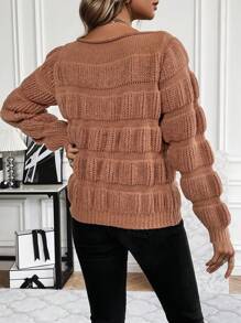 SHEIN Clasi Solid Boat Neck Sweater Knit Pullover Fall Winter Outfit