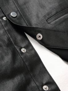Manfinity Homme Hombres Cazadora mezclilla con doble bolsillo sin camiseta - Negro - Ver 8