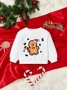 Infant Casual Cartoon Print Long Sleeve Sweatshirt, Suitable For Autumn/Winter - White - View 1