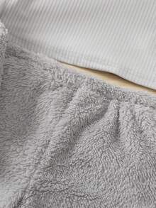 SHEIN Young Girl Solid Tank Top & Pants & Button Up Flannel Top - Grey - View 6