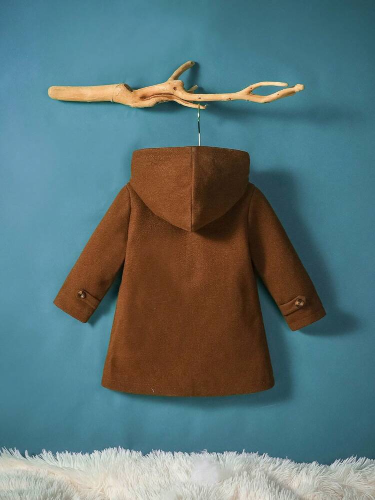 Baby Boys Pocket Duffle Button Hooded Duffle Overcoat
