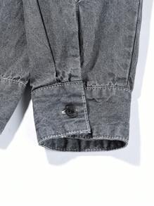 Manfinity Homme Men Ripped Denim Shirt Without Tee - Grey - View 7