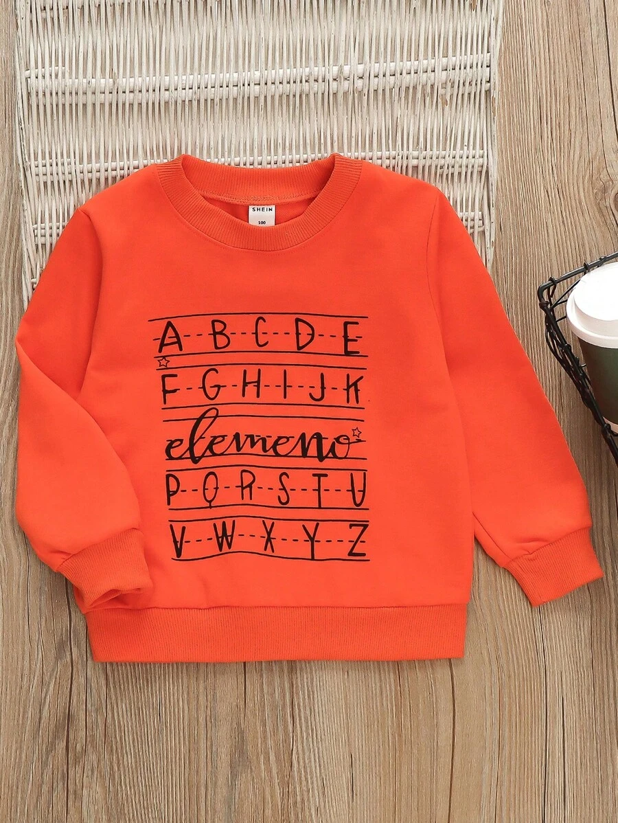 SHEIN Young Boy Letter Graphic Sweatshirt - Orange - View 1