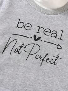 SHEIN 女大童標語圖案二合一套頭衫&格紋百褶半身裙